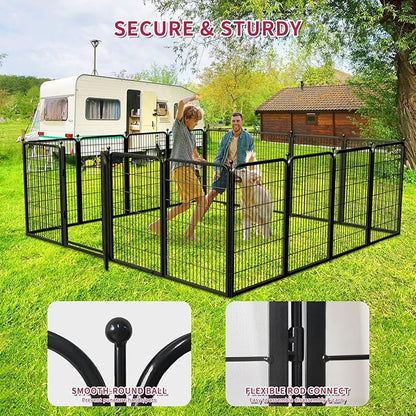 Dog Playpen Outdoor, 40 inch 40 Panels Dog Fence with Extra Wide Gate No-Tripped Pet Playpen Rustproof Dog Pen Indoor Puppy Playpen for Temporary Containment Portable Pet Fence for RV Camping
