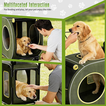 kepptory Dog Stroller with Large Dog House, XL Pet Stroller for 2 Small Dogs with Panoramic Sunroof, Adjustable Handle, Storage Organizer and Sturdy Metal Frame,32.4Lx19.3Wx23.6H(House Size)