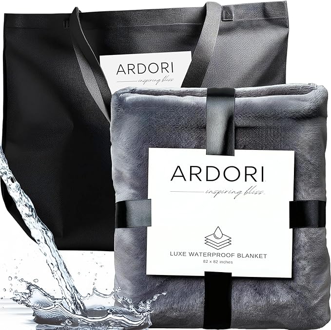 Waterproof Blanket King Size, Gray, 82x82"- Water Proof and Stain Resistant Blankets for Bed, Couch, Couples Fleece Moisture Absorbent, Layered Sheet Protector, Leakproof Protective Top Cover Throws