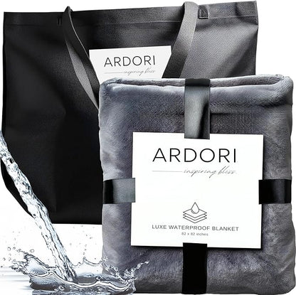 Waterproof Blanket King Size, Gray, 82x82"- Water Proof and Stain Resistant Blankets for Bed, Couch, Couples Fleece Moisture Absorbent, Layered Sheet Protector, Leakproof Protective Top Cover Throws