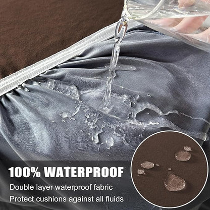 100% Waterproof Couch Cushion Covers, Replacement Sofa Cushion Covers, Stretch Individual Sofa Seat Cushion Slipcovers Furniture Protector for Kids Pets (3-Piece Sofa Cushion Cover, Chocolate)