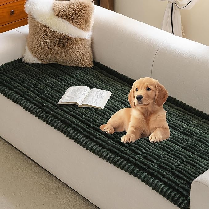 MYSKY HOME Couch Covers for 2 Cushion Sofa, Couch Cover for Dogs, Sofa Covers for Pets Washable, Soft Non-Slip Sofa Slipcovers, Loveseat Couch Covers, Furniture Protector, Moss Green, 27.6" x 59"