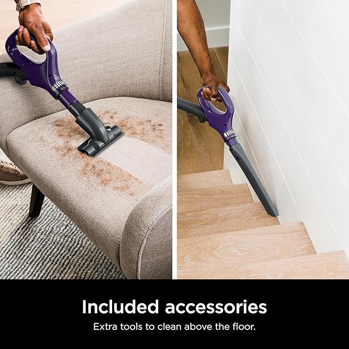 Shark Lift-Away Upright Vacuum with Powerfins, Self-Cleaning Brushroll, Anti-Allergen Complete Seal Technology, No Hair Wrap, LED Headlights, and Advanced Swivel Steering, Eggplant, ZD201