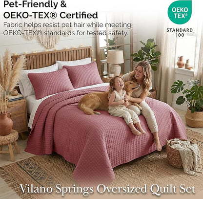 Southshore Fine Living, Inc. Queen/Full Size Quilt Bedding Set with 2 Pillow Shams, Soft Comfy Queen Coverlet/Full Size Bedspread, Machine Washable, Easy Care, Oversized for Total Coverage, Marsala