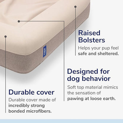 Casper Dog Bed, Plush Memory Foam, Large, Sand, 35.0"L x 45.0"W x 7.0"Th