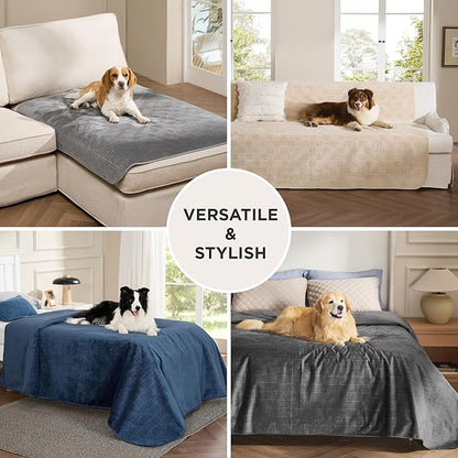 Bedsure Waterproof Bed Cover for Dogs Washable - Waterproof Blanket for Full Bed Couch Sofa Cozy, Lightweight Furniture Protector for Pet Cat Quick Drying, Navy, 82x82IN