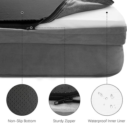 Spotted Play Orthopedic Dog Bed with Sides - Dog Sofa Beds for Extra Large Dogs, Supportive Foam Pet Couch Bed with Washable Removable Cover, Waterproof Lining and Non-Slip Bottom, Grey - XL-Plus
