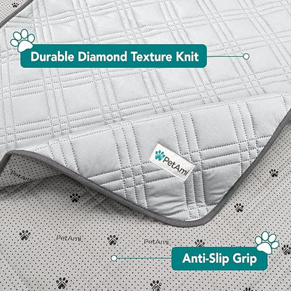 PetAmi Waterproof Cooling Mat for Dog, Premium Pet Cooling Blanket for Bed Crate, Anti Slip Indoor Dog Cool Pad for Sleeping, Q-MAX Large Sofa Couch Cover Mat for Cat, Light Grey, 40x60