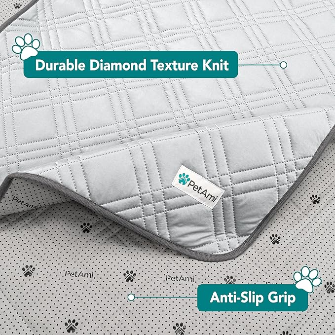 PetAmi Waterproof Cooling Mat for Dog, Premium Pet Cooling Blanket for Bed Crate, Anti Slip Indoor Dog Cool Pad for Sleeping, Q-MAX Small Medium Sofa Couch Cover Mat for Cat, Light Grey, 29x40
