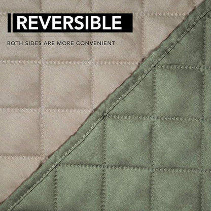 Easy-Going Oversized Recliner Cover Reversible Couch Cover Sofa Cover for Living Room Water Resistant Furniture Protector with Elastic Straps for Pets Kids (Oversized Recliner, Greyish Green/Beige)