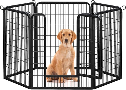 Yaheetech Wide Panel Dog Playpen, 6 Panels 40 inch High Pet Pen with Gate, Portable Indoor Outdoor Fence for Medium/Large Breed Dogs