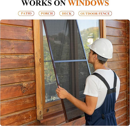 MAGZO Pet Proof Window&Door Screen Replacement Kit, 48" W x 99" L, Best Vinyl Coated Polyester Mesh Dog Cat Resistant Heavy Duty, 32FT Retainer Spline&Spline Removal Hook&Press-Fit Roller Tool, Black
