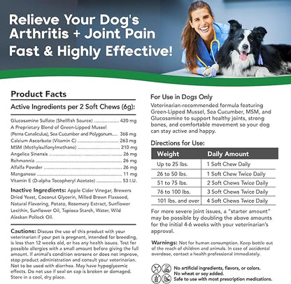 VetSmart Formulas Critical Joint Relief Soft Chew for Dogs – Hip & Joint Supplement with Glucosamine, MSM, Green-Lipped Mussel – Joint Discomfort, Hip Dysplasia & Mobility Support, Made in USA
