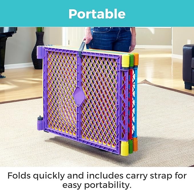 Toddleroo by North States - Superyard Colorplay Ultimate Play Yard: Freestanding 6 Panel Baby Playpen - Indoor/Outdoor Use - Made in USA - Encloses Up to 18.5 Square Feet - 26 Inches Tall - Colorplay