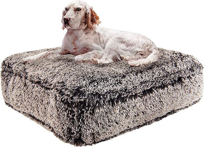 Bessie and Barnie Frosted Willow Extra Plush Shag Faux Fur Luxury Sicilian Rectangle Pet/Dog Bed (Multiple Sizes)