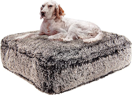 Bessie and Barnie Frosted Willow Extra Plush Shag Faux Fur Luxury Sicilian Rectangle Pet/Dog Bed (Multiple Sizes)