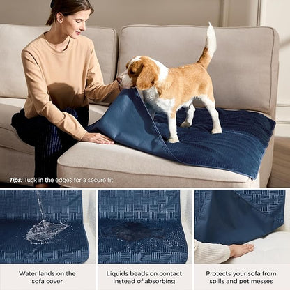 Bedsure Waterproof Couch Cover for Dogs Washable - Waterproof Blanket for Large Dogs Couch Sofa Cozy, Lightweight Furniture Protector for Pet Cat Quick Drying Puppy, Navy, 40x50IN