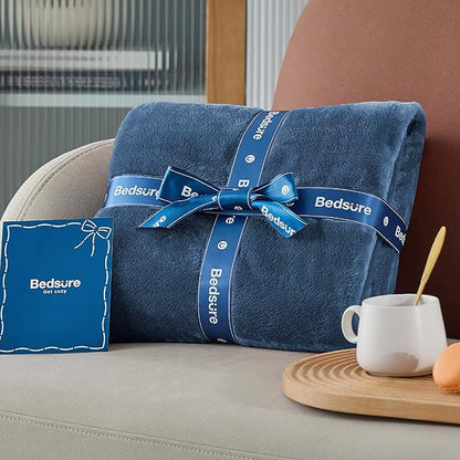 Bedsure GentleSoft Fleece Blankets Queen Size Mineral Blue - Bed Blanket Soft Lightweight Plush Fuzzy Cozy Luxury Microfiber, 90x90 inches