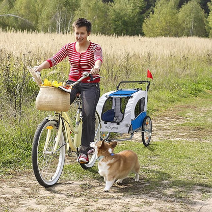 PEXMOR 2-in-1 Dog Bike Trailer & Stroller, Universal Hitch, Pet Cart Bike Wagon Cargo Carrier with Shock Absorber & Universal Wheel