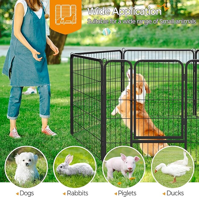 Topeakmart 32-Inch 6 Panel Heavy Duty Portable Pet Playpen Dog Exercise Pen Cat Fence Crate Cage Kennelwith Door Puppy Rabbits Play Pen,Outdoor/Indoor,Black