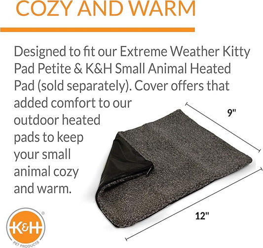 K&H Pet Products Small Animal Outdoor Heated Pad Replacement Cover, Zipper Closure, Soft & Breathable, Machine Washable, Fits K&H Small Animal Heated Pad (Sold Separately) - 12 X 9in Gray Fleece