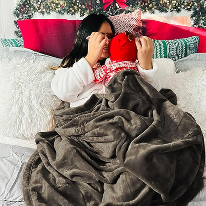 Bedsure GentleSoft Fleece Throw XL Blanket Brown - 300GSM Soft Lightweight Plush Cozy Blankets for Bed, Sofa, Couch, Travel, Camping, 50x70 inches