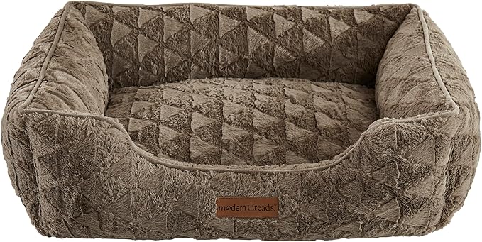 Modern Threads Ultra Soft Plush Pet Bed for Medium to Large Dogs with Elegant Texture and Stylish Design, Removable Washable Cover, Brown, (34" L x 25" W x 9" Th)