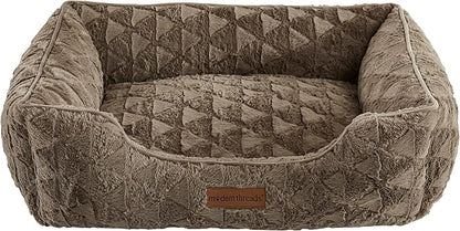 Modern Threads Ultra Soft Plush Pet Bed for Medium to Large Dogs with Elegant Texture and Stylish Design, Removable Washable Cover, Brown, (34" L x 25" W x 9" Th)