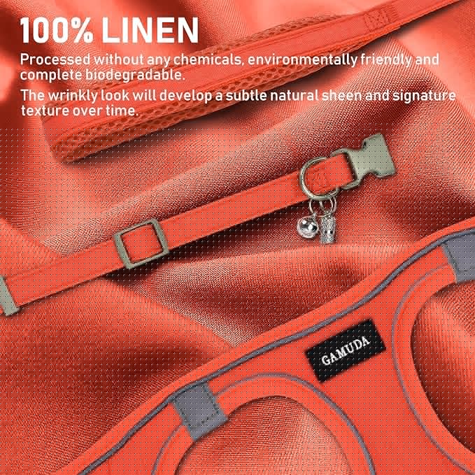 GAMUDA Small Pet Harness Collar and Leash Set, Step in No Chock No Pull Linen Fabric Soft Mesh Dog Vest Harnesses Reflective for Dogs Puppy Cats Kitten Rabbit (Orange, S)