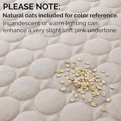Southshore Fine Living, Inc. Quilted Summer Comforter, Queen Size Bedding Set with 2 Quilted Pillow Shams, Geometric Circle Design Coverlet, Queen/Full Size Bedspread, Lightweight Quilt, Bone