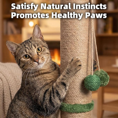 Fantasreen Cat Scratching Post 35'' Tall Cat Scratcher, Scratching Posts for Indoor Cats with Cat Toy Mouse, Interactive Wooden Track Ball for Kittens Adults Cats