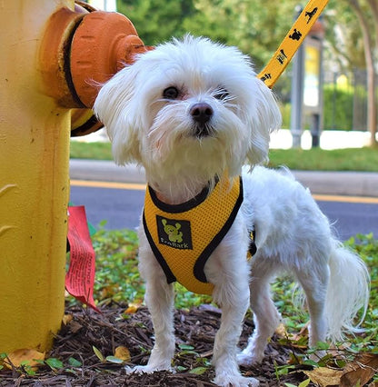 EcoBark Dog Harness - Eco-Friendly Max Comfort Harnesses - Luxurious Soft Mesh Halter - Over the Head Harness Vest- No Pull and No Choke for Small, Toy Breed, and Teacup Dogs (XS, Yellow)