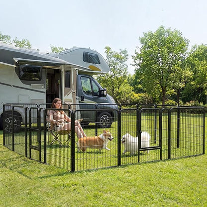 Yaheetech Wide Panel Dog Playpen, 12 Panels 32 inch High Pet Pen with Gate, Portable Indoor Outdoor Fence for Medium/Large Breed Dogs