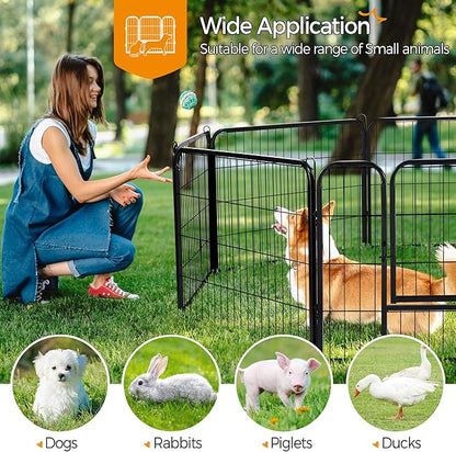Topeakmart 24-Inch 6 Panel Heavy Duty Portable Pet Playpen Dog Exercise Pen Cat Fence Crate Cage Kennelwith Door Puppy Rabbits Play Pen,Outdoor/Indoor,Black