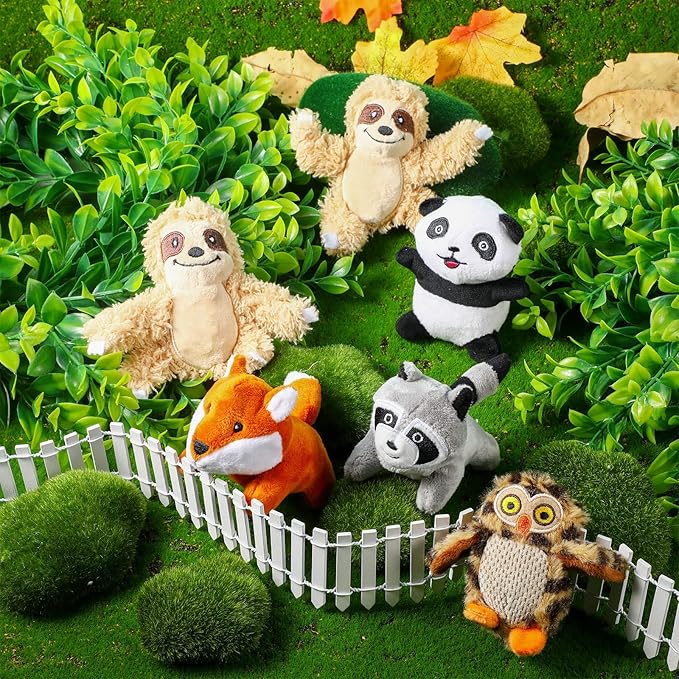 Skylety 7 Pieces Hide and Seek Dog Toys Activity Puppy Chew Squeaky Toys Plush Stuffing Burrow Woodland Stuffing with Squeakers for Small Medium Pets Dogs Puppy Gift(Cute,Small)