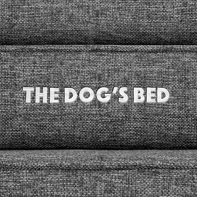 The Dog’s Bed Orthopedic Memory Foam Dog Bed with Bolsters for Large Dogs, Waterproof Washable Cover, Anti-Slip Base, Calming Surface – CertiPUR-Certified Foam, Largeinen Fabric, Grey Linen, Large