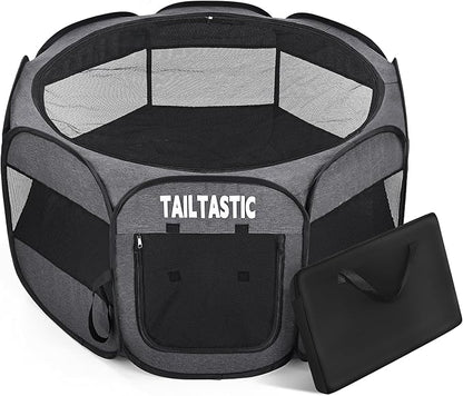 Large Cat Playpen for Multiple Cats, Extra Spacious Pet Tent Playground, Portable Dog Exercise Pen with Room for Toys & Bed, Indoor/Outdoor Enclosure for 2-3 Pets (Dark Grey, Large)
