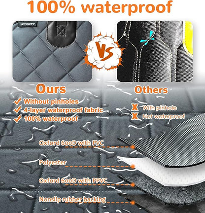 URPOWER Dog Car Seat Cover for Front Seat, Waterproof Pet Car Seat Protector with Pocket & Elastic Skirt, Non-Slip Dog Bucket Seat Covers for Cars, Trucks & SUVs