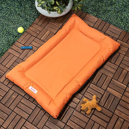 DBD3004B-M Archie 29.5" x 22.5" Traditional Oxford Waterproof Indoor/Outdoor Hand-Washable Memory Foam Camping Pet Bed, Tangerine