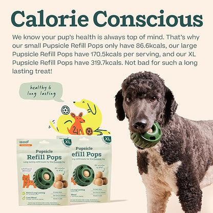 WOOF Pupsicle Refill Pops - Low-Mess Dog Snacks - with Peanut Butter and Beef - Dog Treats - Long Lasting - XL Pops - 5 Count