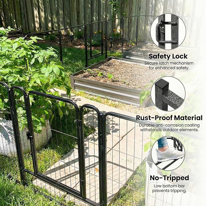 Dog Playpen Outdoor 32 Panels 32'' Rustproof Metal Dog Fence with Gate Small Medium Portable Large Dog Play Pen 72FT, 192 Sq.ft for RV Camping, Trips, Play Yard