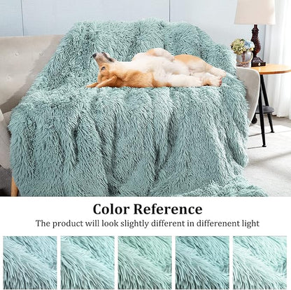 JONIYEAR Oversized Decorative Fluffy Faux Fur Throw Blanket Twin Size 60" x 71", Soft Luxury Lightweight Furry Blankets, Accent Cozy Shaggy Plush Thick Warm Fuzzy Blankets for Winter Bed Couch, Aqua