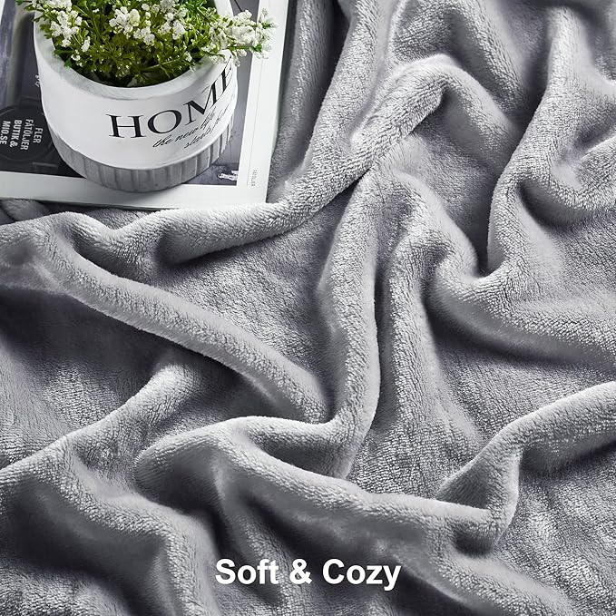 DREAMNINE Oversized Soft Plush Fleece Throw Blanket Twin Size 60" x 80", Decorative Large Solid Lightweight Fluffy Velvet Bed Blanket, Big Cute Cozy Accent Gray Fuzzy Flannel Blanket for Bedroom, Grey