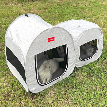 Portable Cat Playpen, Pop-up 2-in-1 Crate Playpen with Litter Box Area for Travel Indoor Outdoor, Foldable Pet Playpen Enclosed for Kitten Puppy Rabbit Hamster Small Animals