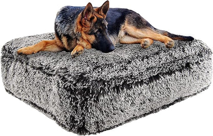 Bessie and Barnie Frosted Willow Extra Plush Shag Faux Fur Luxury Sicilian Rectangle Pet/Dog Bed (Multiple Sizes)