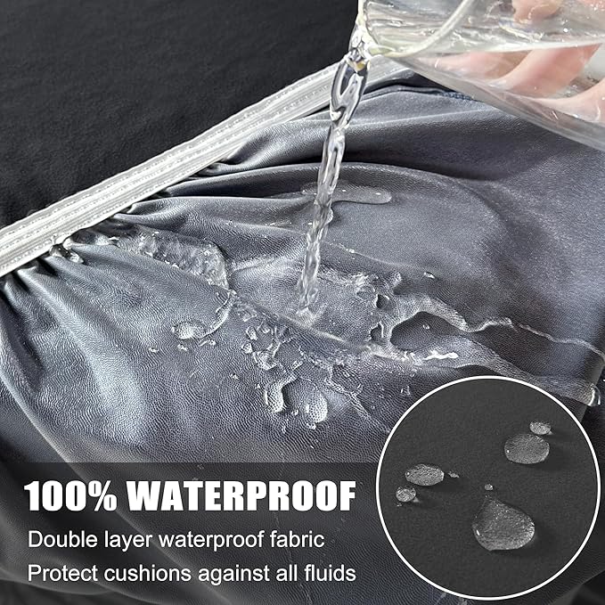 100% Waterproof Couch Cushion Covers, Replacement Sofa Cushion Covers, Stretch Individual Sofa Seat Cushion Slipcovers Furniture Protector for Kids Pets