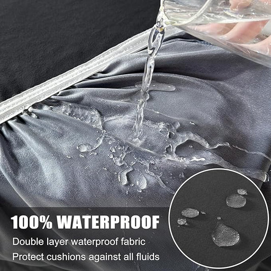 100% Waterproof Couch Cushion Covers, Replacement Sofa Cushion Covers, Stretch Individual Sofa Seat Cushion Slipcovers Furniture Protector for Kids Pets