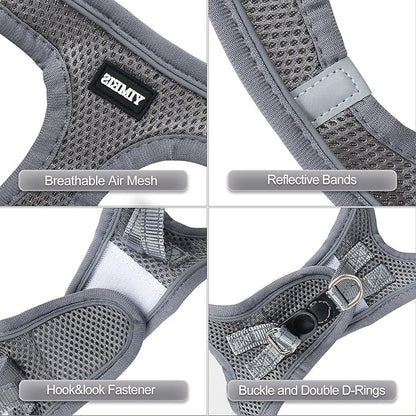 YIMEIS Dog Harness and Leash Set, No Pull Soft Mesh Pet Harness, Reflective Adjustable Puppy Vest for Small Medium Large Dogs, Cats (Gray, X-Small (Pack of 1)