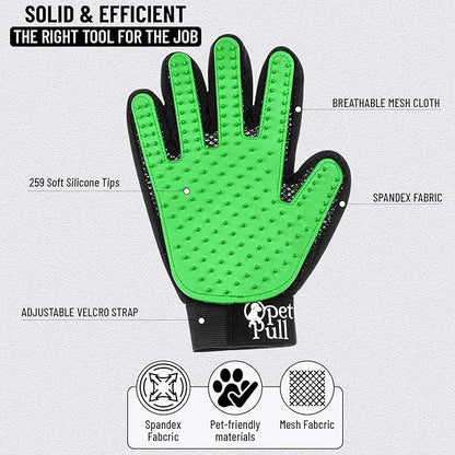 Pet Grooming Gloves with 259 Silicone Tips - Pet Hair Removal Tool Gentle Shedding Dog Washing Gloves - Deshedding Brush Hair Remover Mitts for Dogs & Cats for Long and Short Hair (Green)