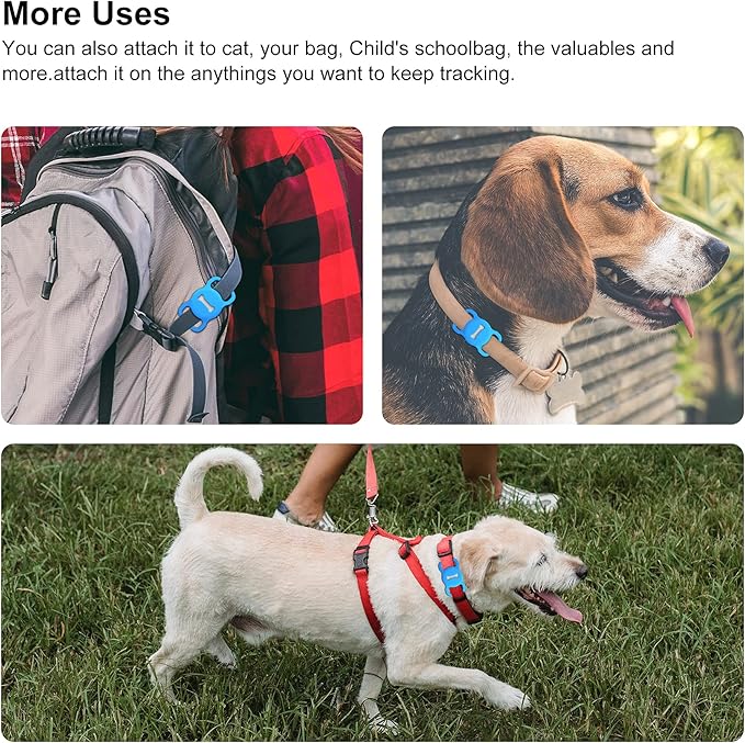 for Airtag Dog Collar Holder, Air Tag Protective Cat Airtag Dog Collar,Silicone AirTags GPS Tracking Accessories,Air Tags with Bone Pattern (1 Pack(Blue))